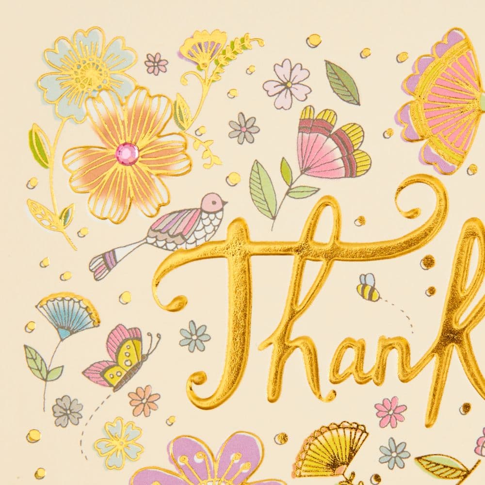 Whimsy Flowers, Birds &amp; Lettering Thank You Card Fifth Alternate Image width=&quot;1000&quot; height=&quot;1000&quot;