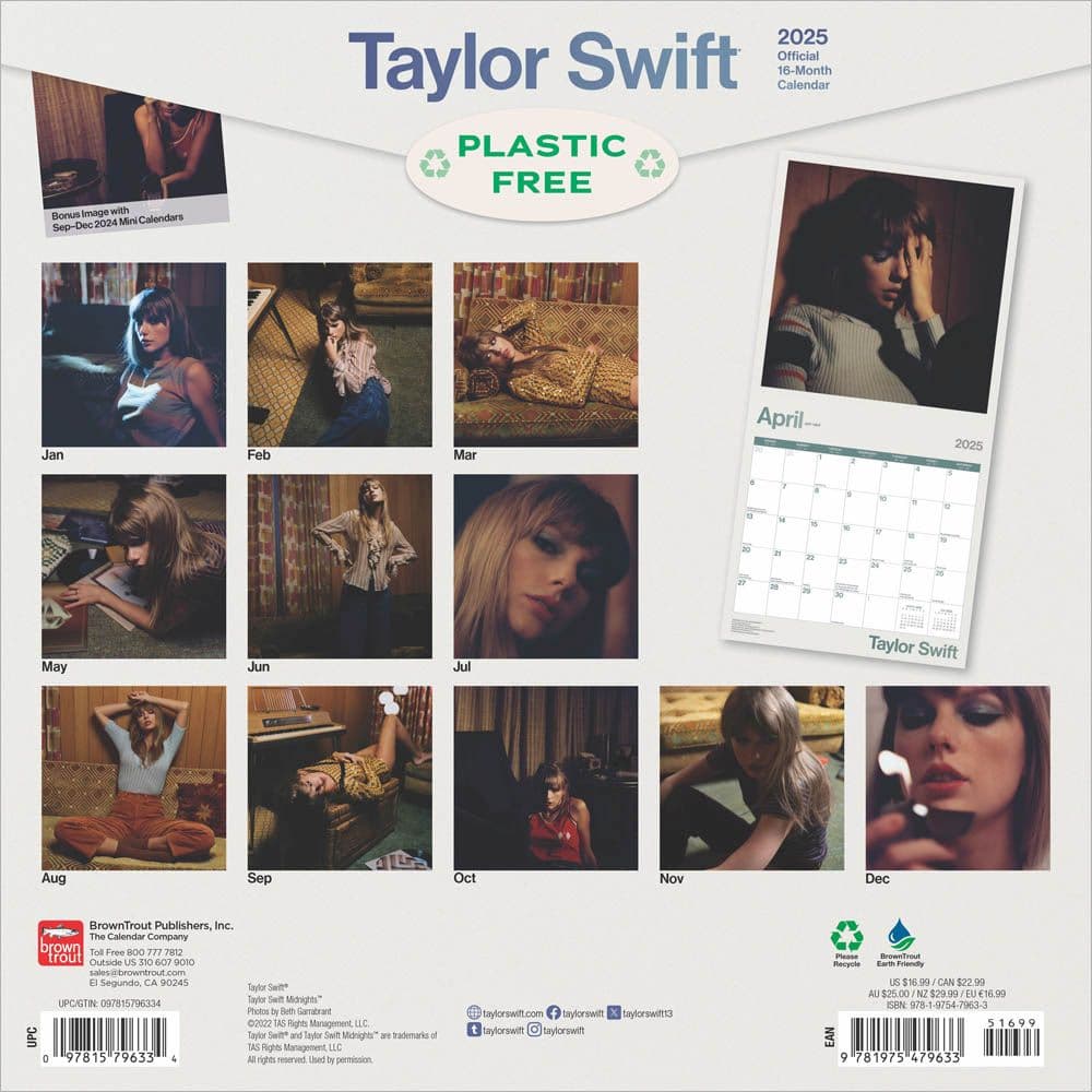 Taylor Swift 2025 Wall Calendar Alt1