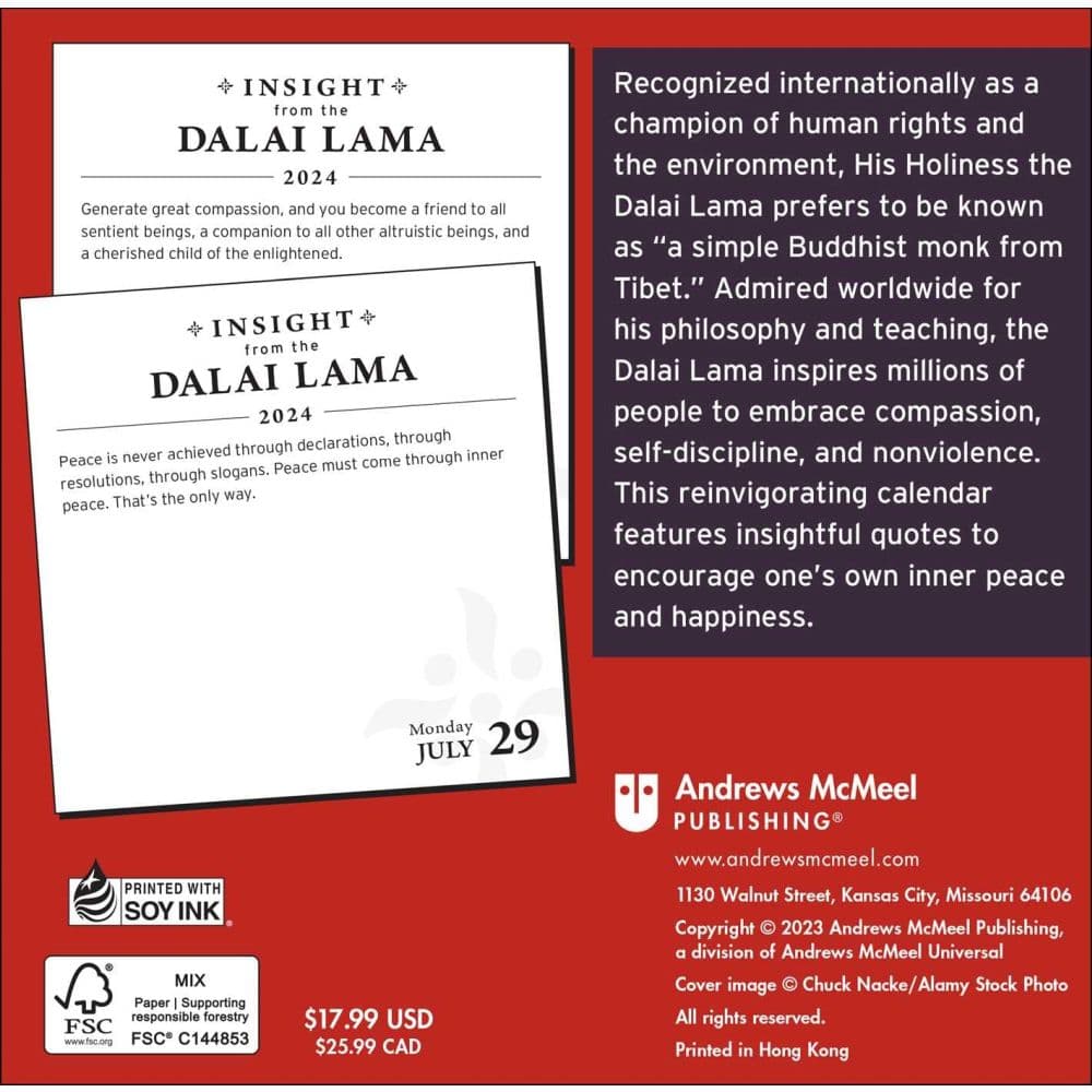 Dalai Lama Insight 2024 Desk Calendar Alt1