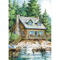 image Cabin On The Lake Outdoor Flag Large   28 x 40 Main Product  Image width="1000" height="1000"