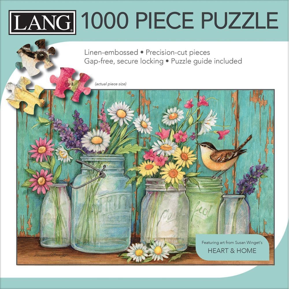 Mason Flowers 1000 Piece Puzzle by Susan Winget 3rd Product Detail  Image width=&quot;1000&quot; height=&quot;1000&quot;