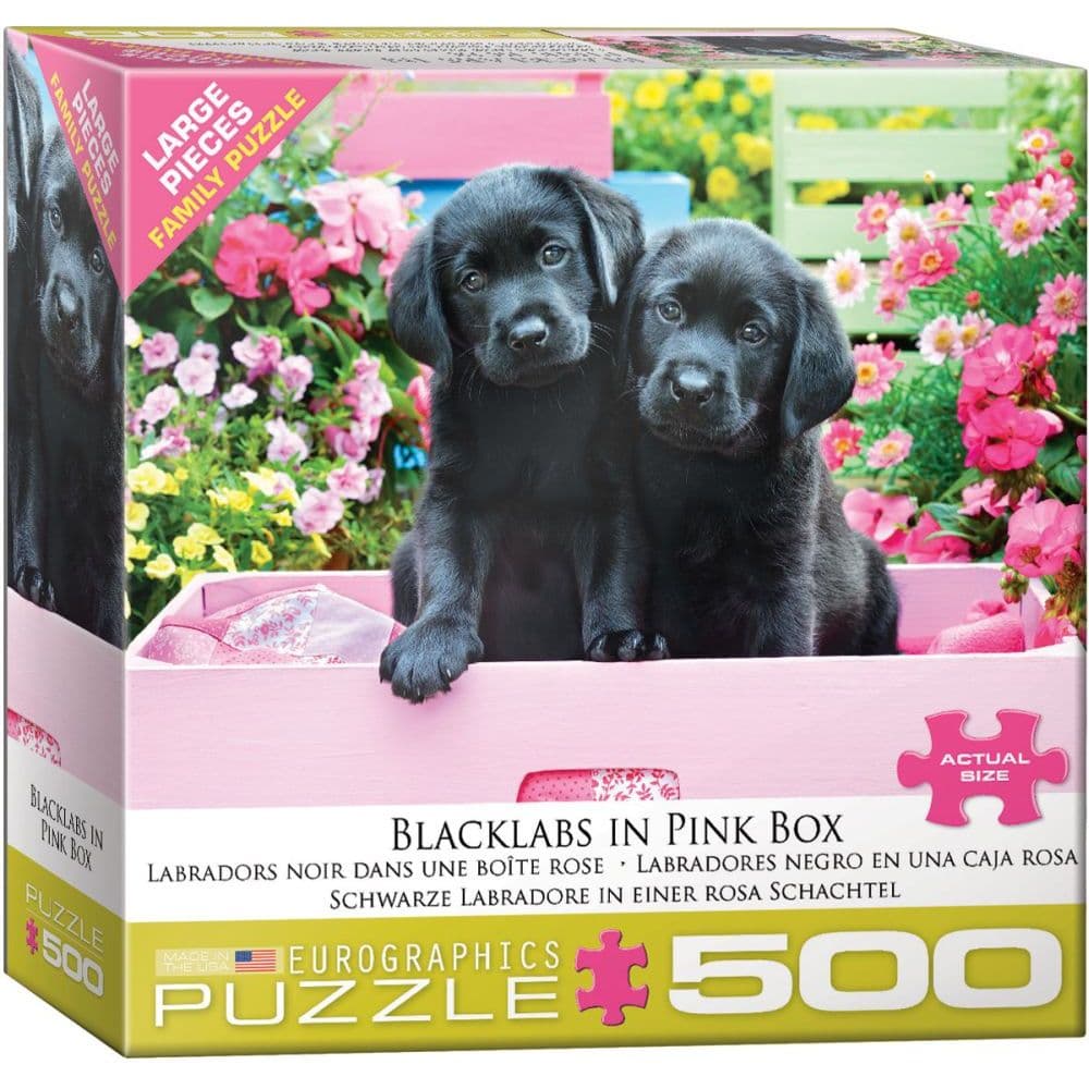 Black Labs in Pink Box 500pc puzzle Main Product  Image width=&quot;1000&quot; height=&quot;1000&quot;