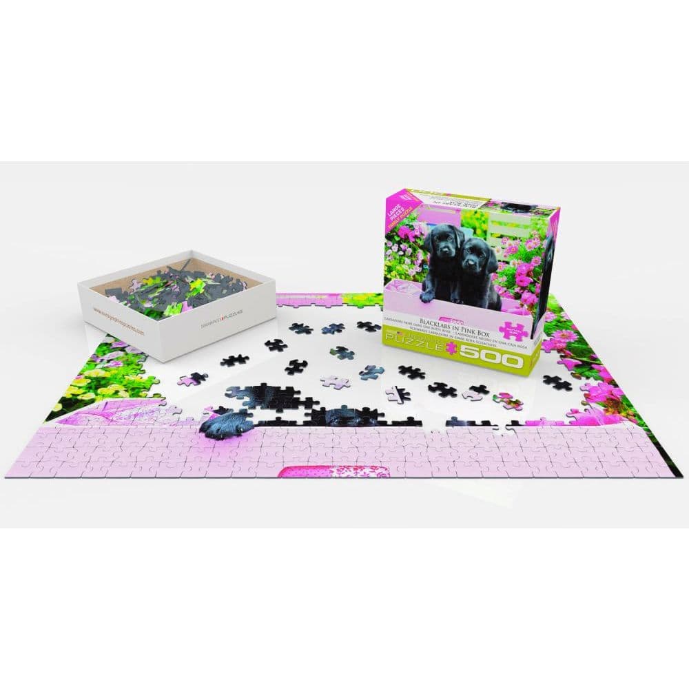 Black Labs in Pink Box 500pc puzzle 2nd Product Detail  Image width=&quot;1000&quot; height=&quot;1000&quot;