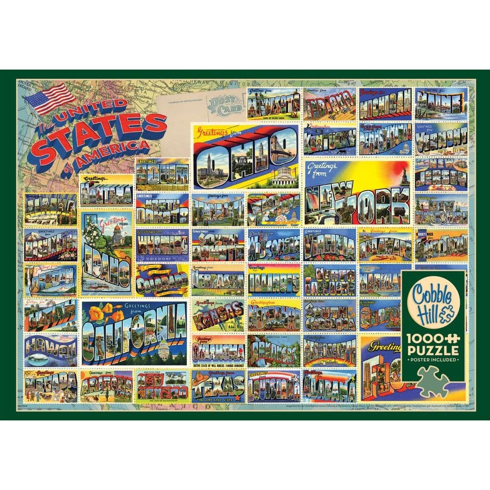 image Vintage American Postcards 1000pc Puzzle Main Product  Image width=&quot;1000&quot; height=&quot;1000&quot;