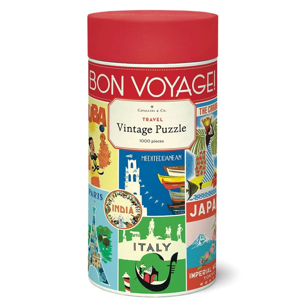 Vintage Travel 1000 Piece Puzzle by Cavallini Main Product  Image width=&quot;1000&quot; height=&quot;1000&quot;