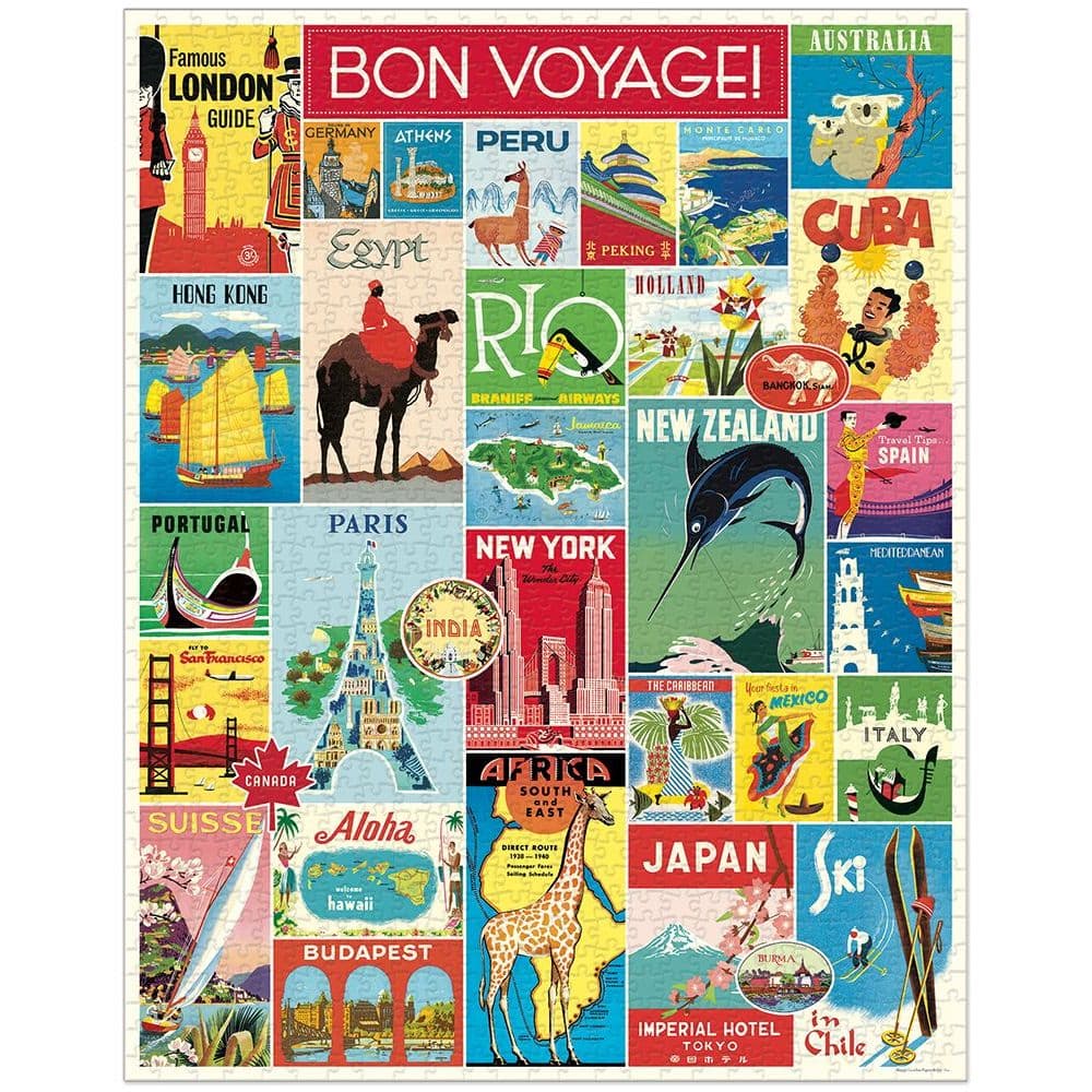 Vintage Travel 1000 Piece Puzzle by Cavallini 2nd Product Detail  Image width=&quot;1000&quot; height=&quot;1000&quot;