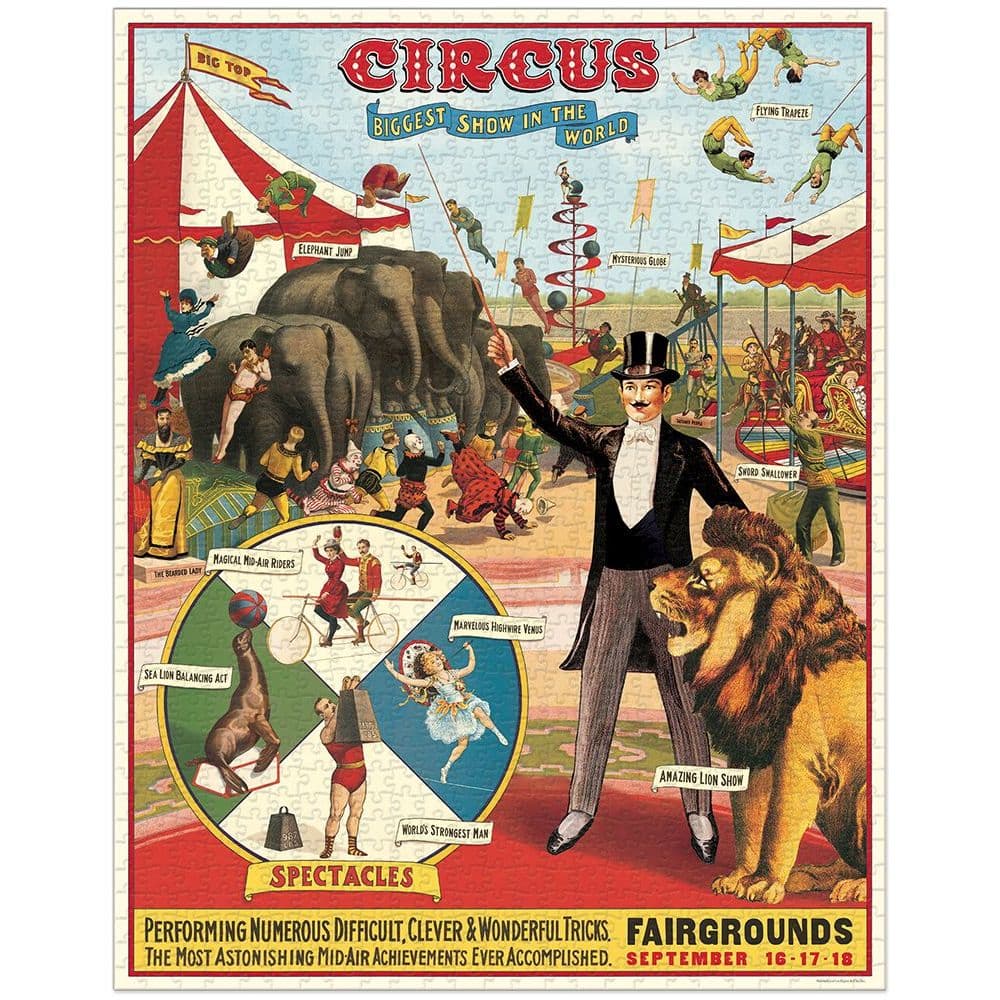 Circus 1000 Piece Puzzle by Cavallini 2nd Product Detail  Image width=&quot;1000&quot; height=&quot;1000&quot;