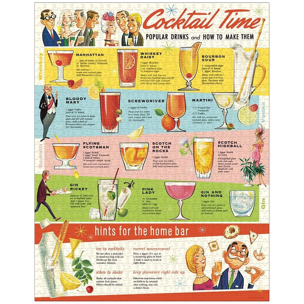 Cocktails 1000 Piece Puzzle by Cavallini 2nd Product Detail  Image width=&quot;1000&quot; height=&quot;1000&quot;