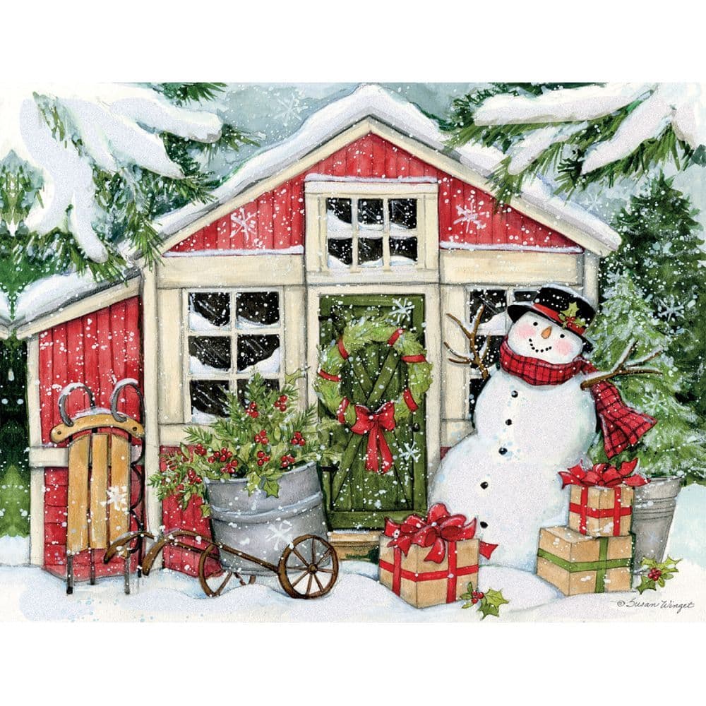 Snowmans Farmhouse Greeting Card 2nd Product Detail  Image width=&quot;1000&quot; height=&quot;1000&quot;