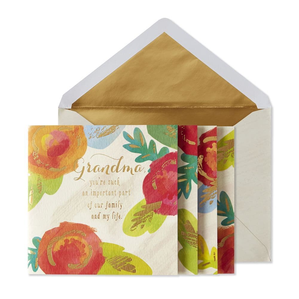 image Flowers with Gold Highlights Grandma Birthday Card Main Product  Image width="1000" height="1000"
