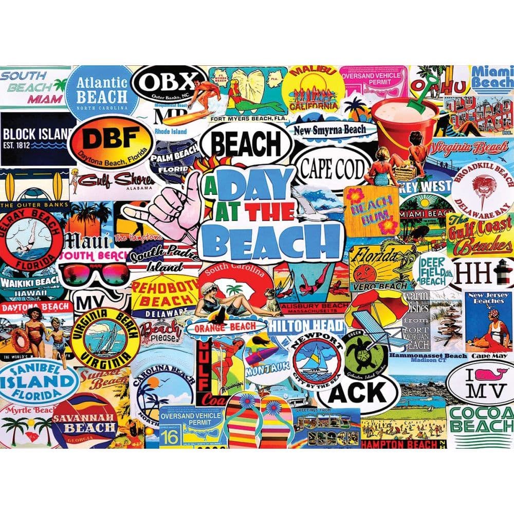 image Day At The Beach 1000 Piece Puzzle Main Product  Image width=&quot;1000&quot; height=&quot;1000&quot;
