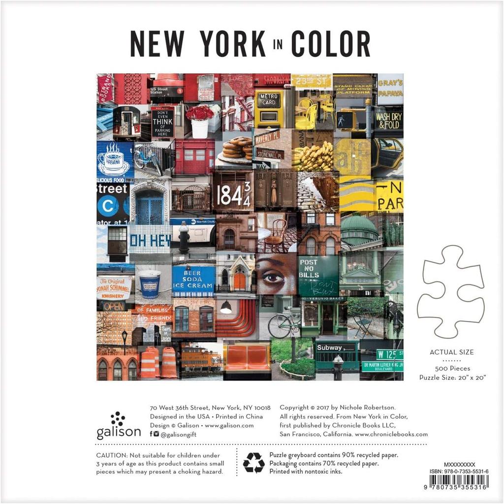 New York Color 500 Piece Puzzle back of box width="1000" height="1000"