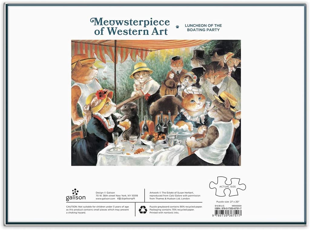 Lunch Boat Party Meowster 1000 Piece Puzzle back of box width="1000" height="1000"