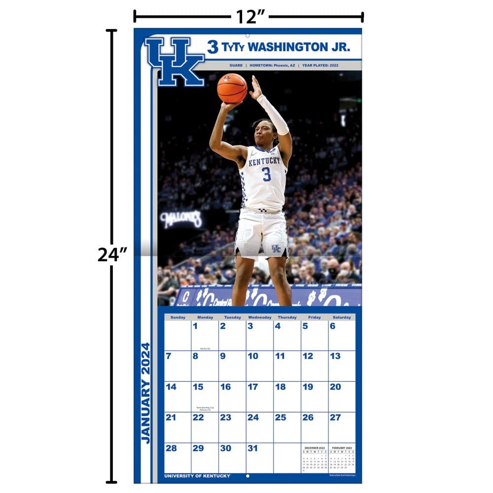 COL Kentucky Wildcats 2024 Wall Calendar