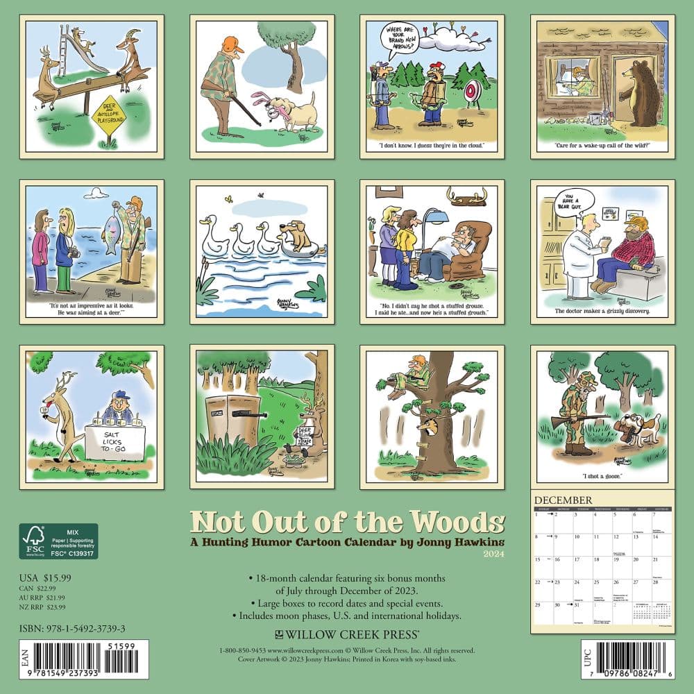 Not Out Of The Woods By Hawkins 2024 Wall Calendar Back of Calendar width=&quot;1000&quot; height=&quot;1000&quot;