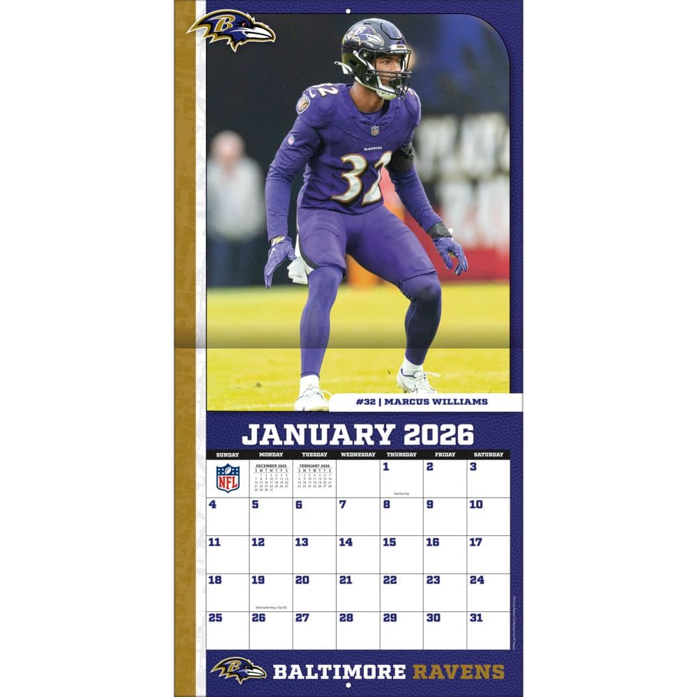NFL Baltimore Ravens 2026 Wall Calendar Third Alternate Image