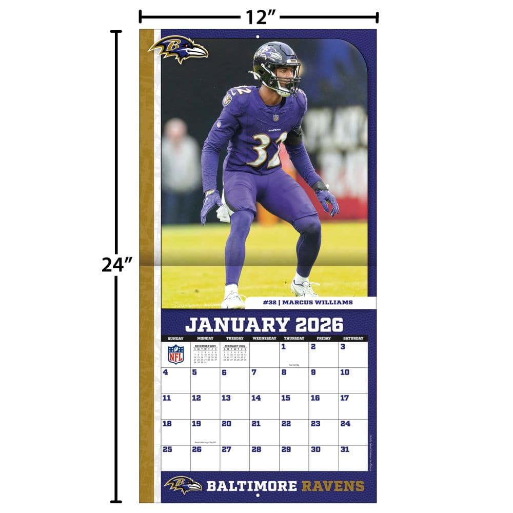 NFL Baltimore Ravens 2026 Wall Calendar Fourth Alternate Image