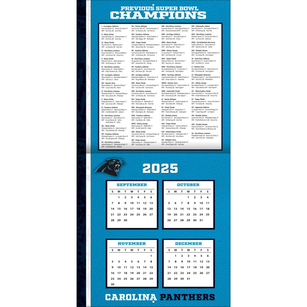 NFL Carolina Panthers 2026 Wall Calendar Second Alternate Image