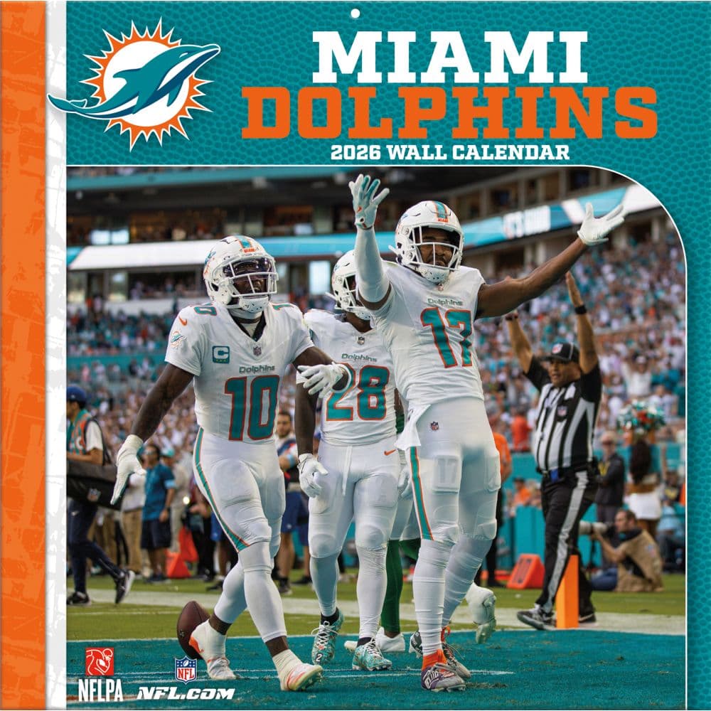 NFL Miami Dolphins 2026 Wall Calendar Main Product Image