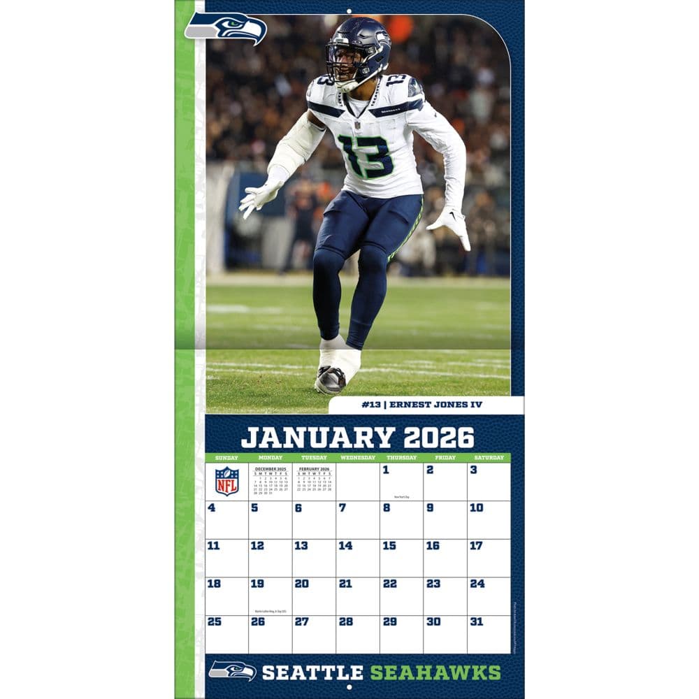 NFL Seattle Seahawks 2026 Wall Calendar Third Alternate Image