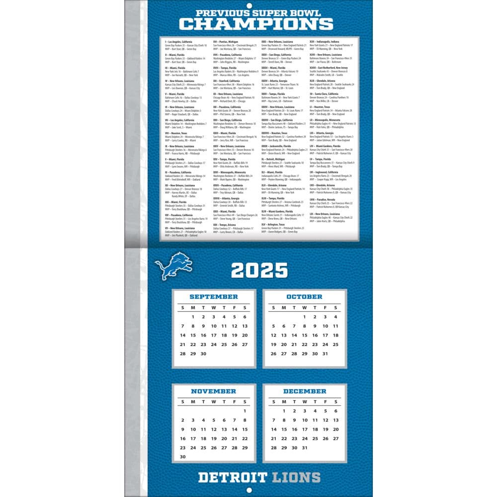 NFL Detroit Lions 2026 Mini Wall Calendar Second Alternate Image