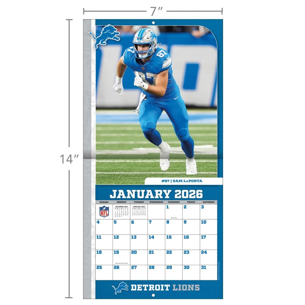 NFL Detroit Lions 2026 Mini Wall Calendar Sixth Alternate Image