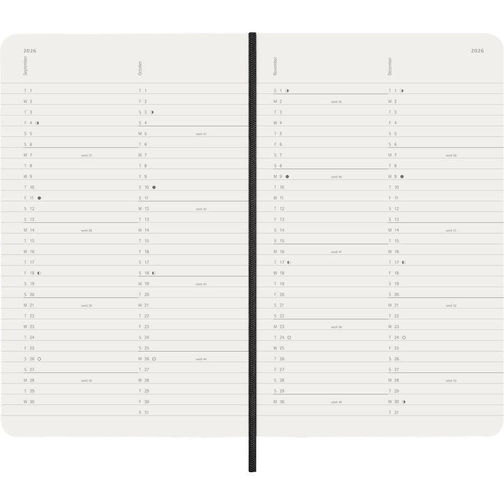 Moleskine Monthly Large Black Soft Cover 12 Month 2026 Planner Fourth Alternate Image