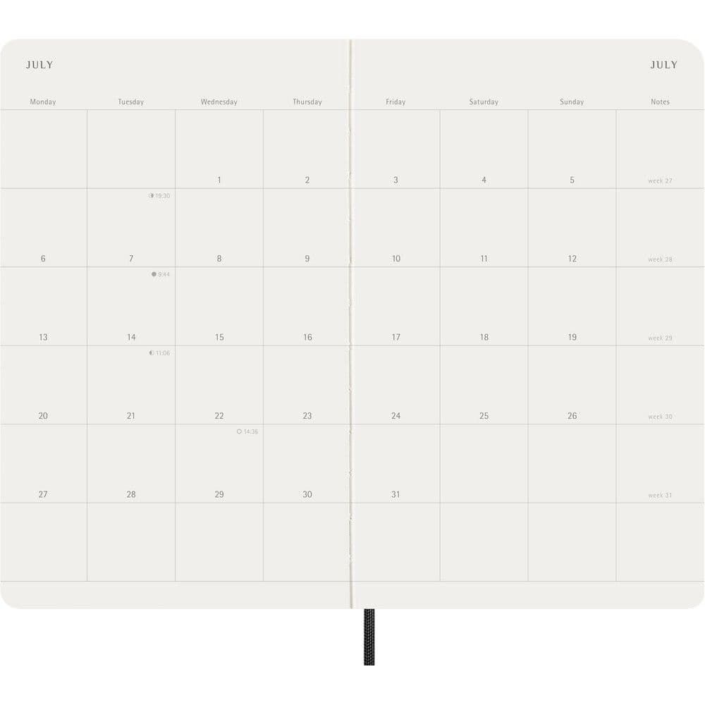 Moleskine Monthly Large Black Soft Cover 12 Month 2026 Planner Fifth Alternate Image