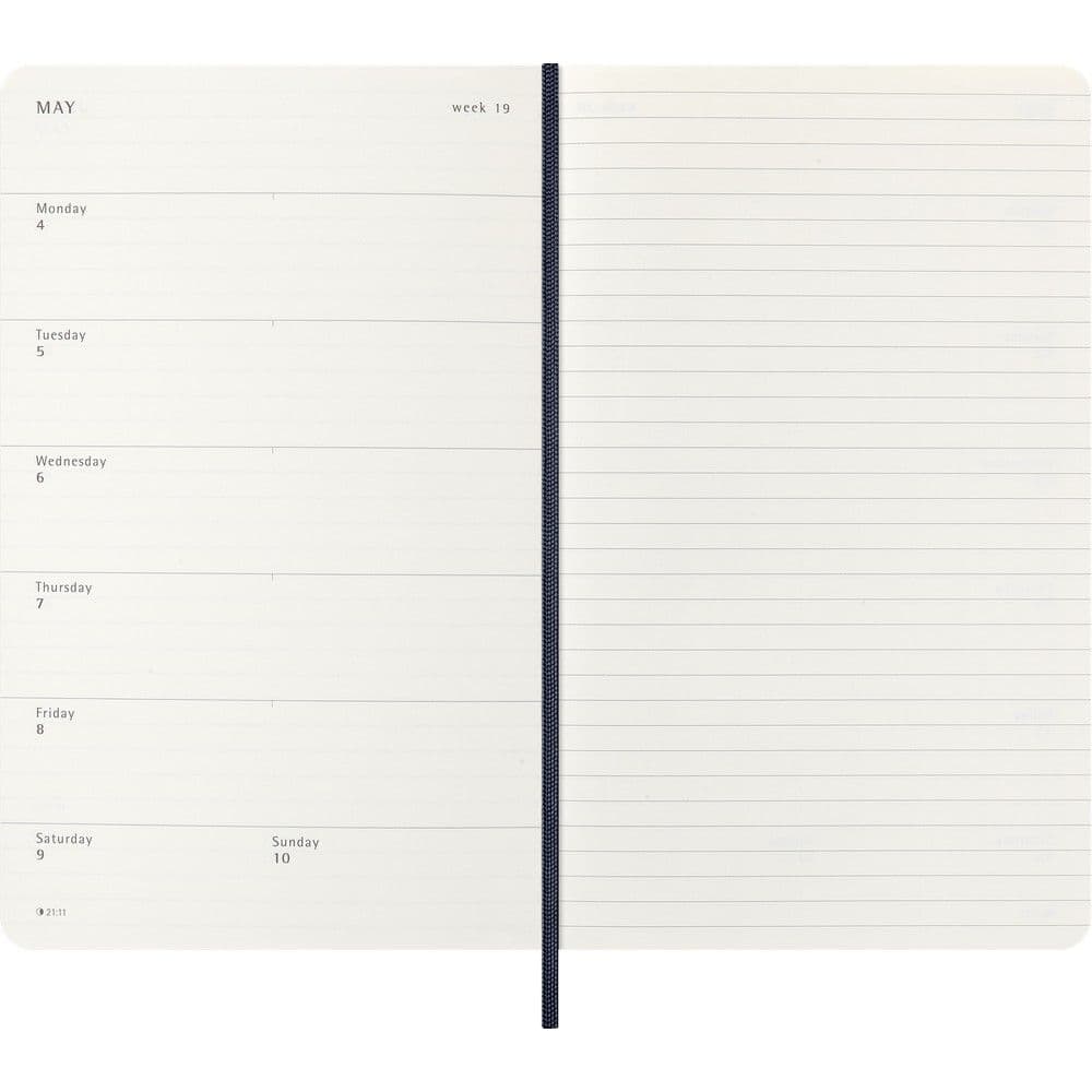 Moleskine Large Blue Weekly Soft Cover 12 Month 2026 Planner Fourth Alternate Image