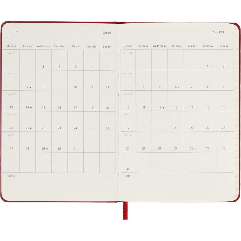 Moleskine Pocket Red Daily Hard Cover 12 Month 2026 Planner Fifth Alternate Image
