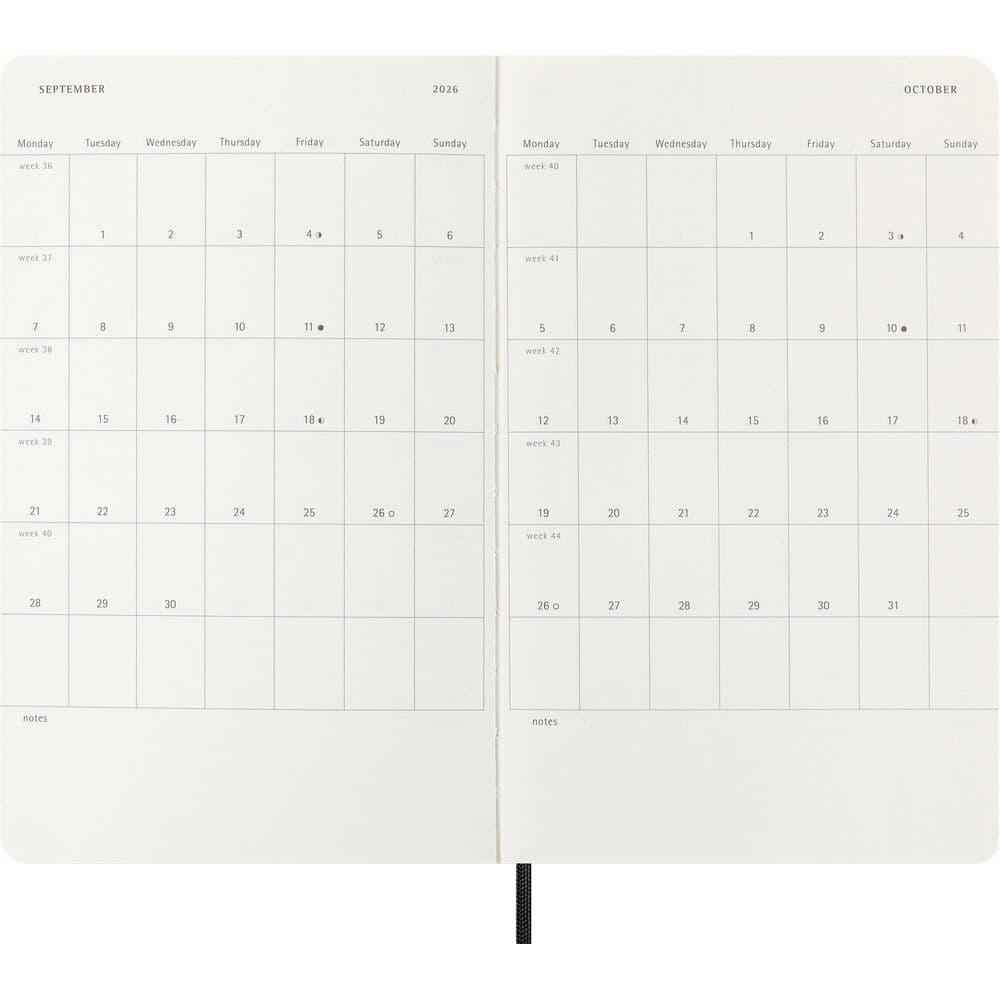 Moleskine Large Black Daily Soft Cover 12 Month 2026 Planner Fifth Alternate Image