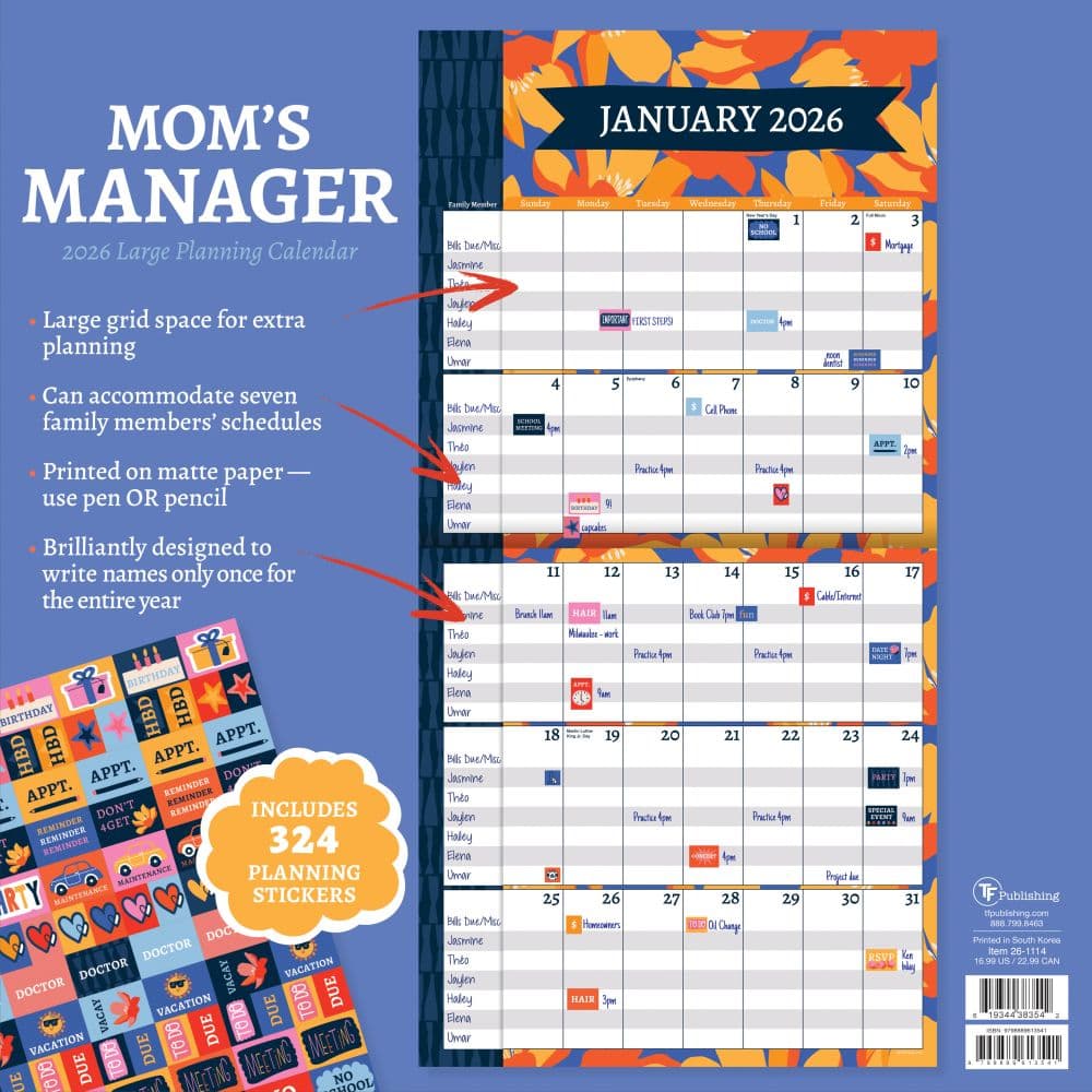 Moms Manager 2026 Wall Calendar First Alternate Image