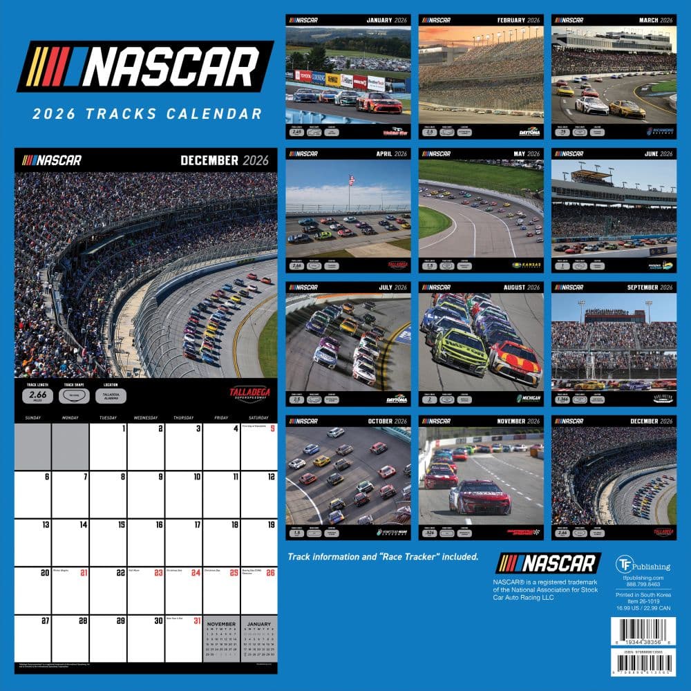 Nascar Tracks 2026 Wall Calendar First Alternate Image