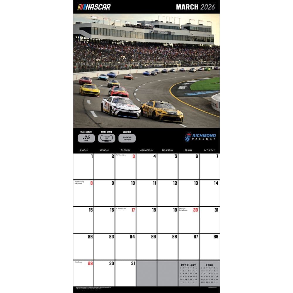 Nascar Tracks 2026 Wall Calendar Second Alternate Image