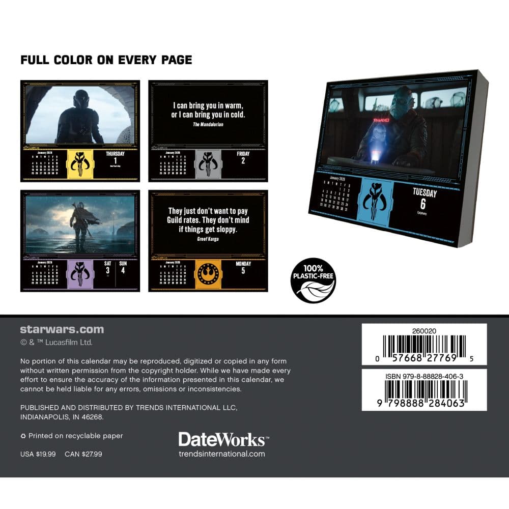 Star Wars Mandalorian The Child 2026 Desk Calendar First Alternate Image