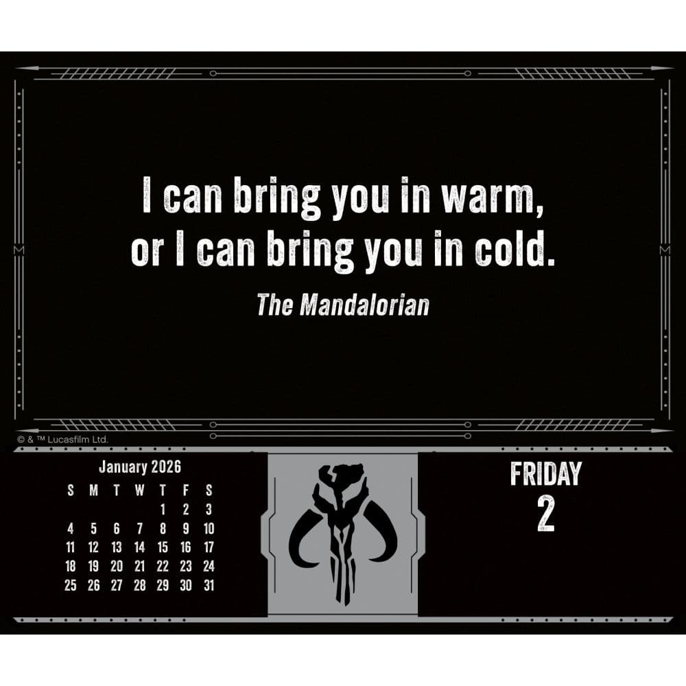 Star Wars Mandalorian The Child 2026 Desk Calendar Third Alternate Image