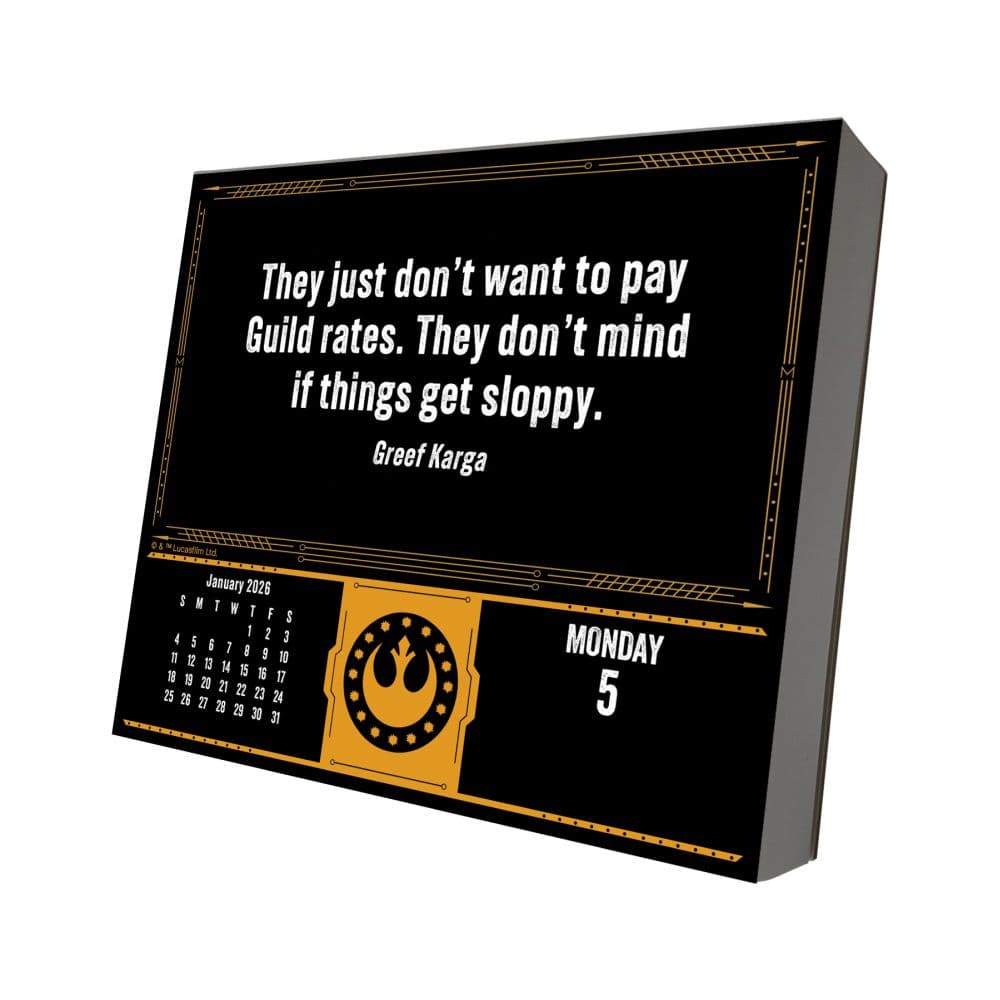 Star Wars Mandalorian The Child 2026 Desk Calendar Seventh Alternate Image