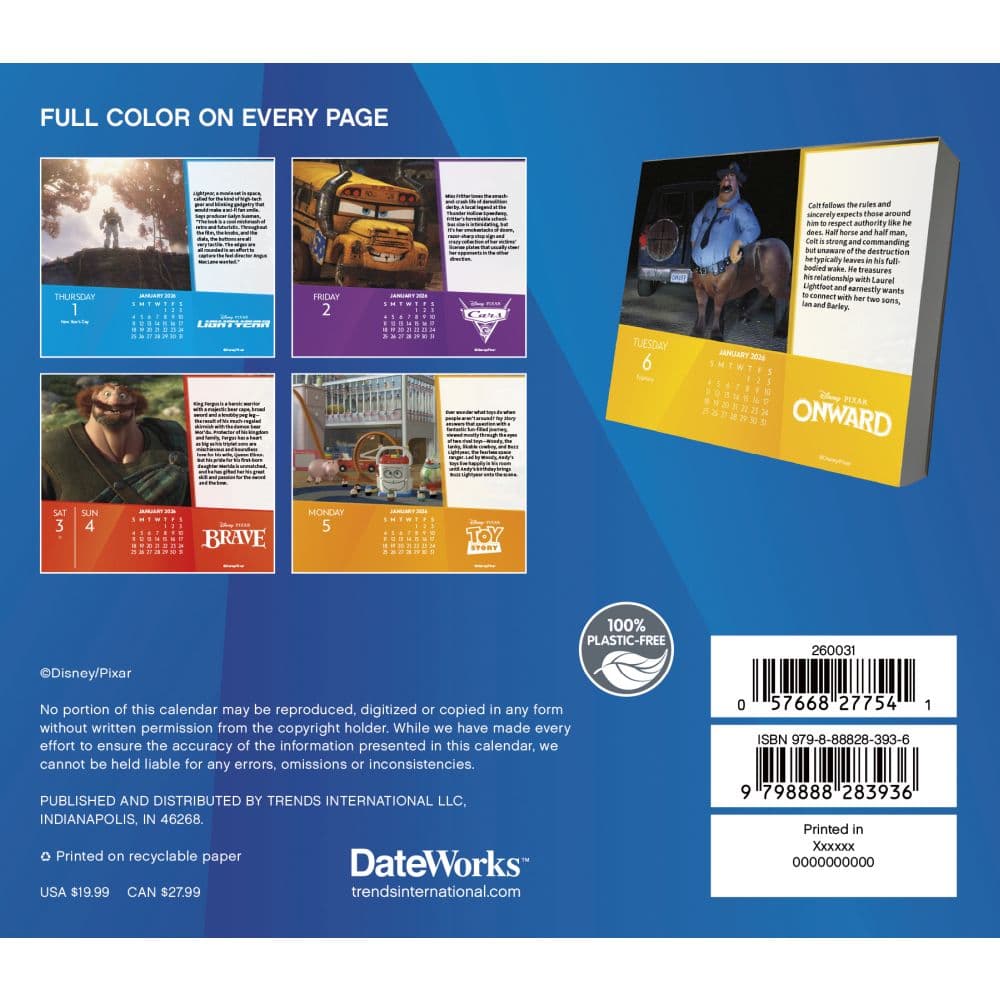 Disney Pixar 2026 Desk Calendar First Alternate Image