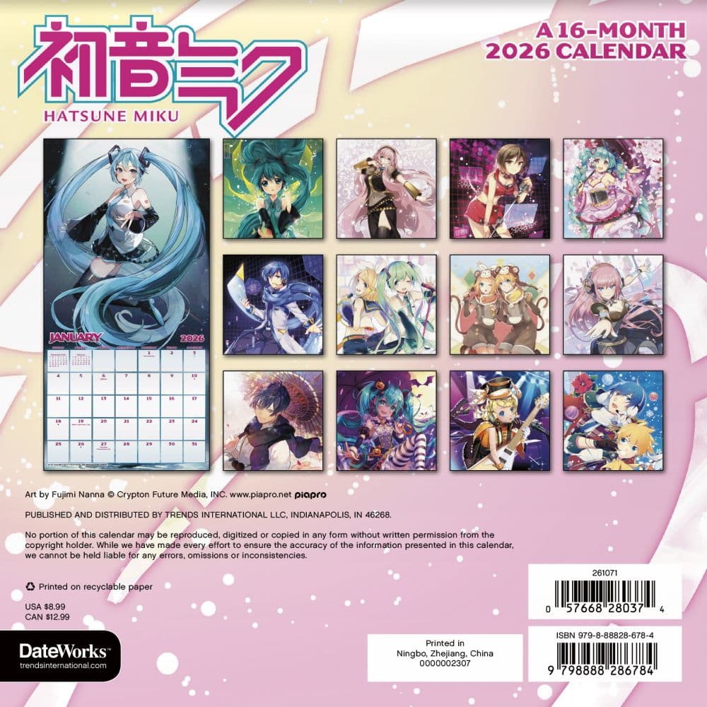 Hatsune Miku 2026 Mini Wall Calendar First Alternate Image