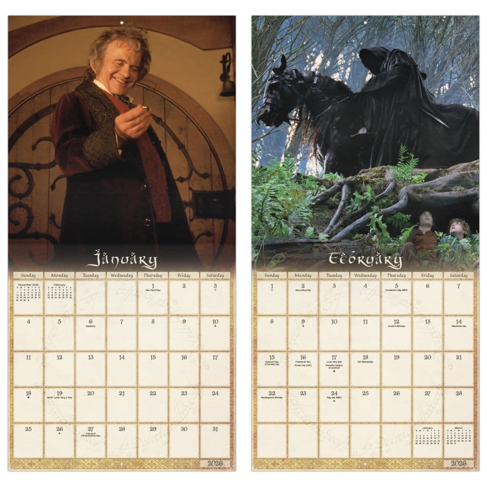 Lord of the Rings 2026 Wall Calendar Fifth Alternate Image