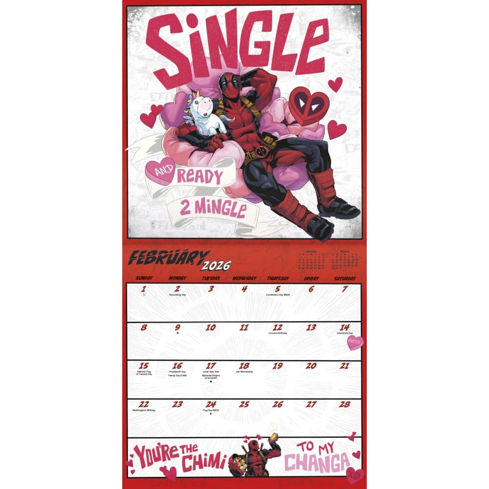 Deadpool 2026 Wall Calendar Third Alternate Image