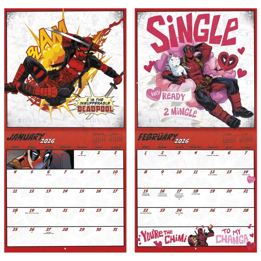 Deadpool 2026 Wall Calendar Fifth Alternate Image