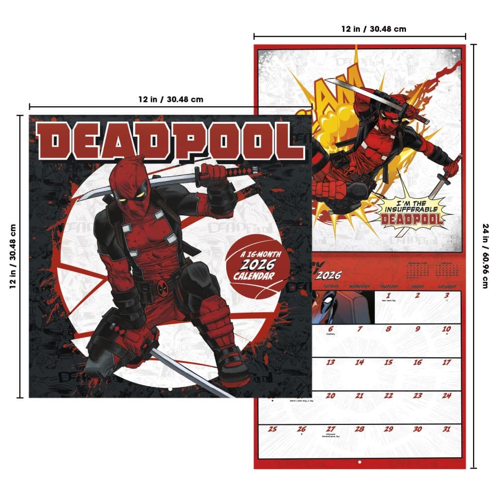 Deadpool 2026 Wall Calendar Sixth Alternate Image