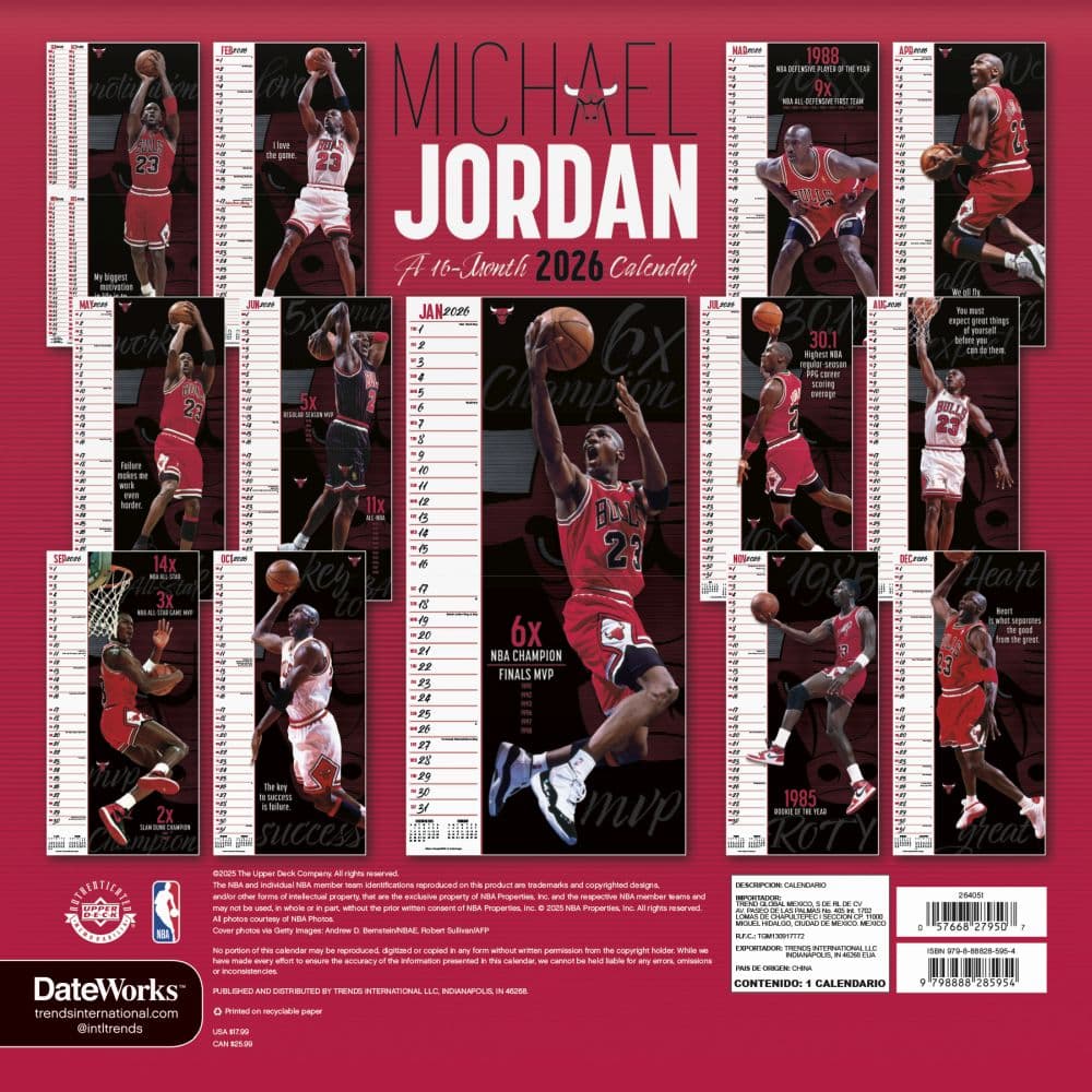NBA Michael Jordan 2026 Wall Calendar First Alternate Image