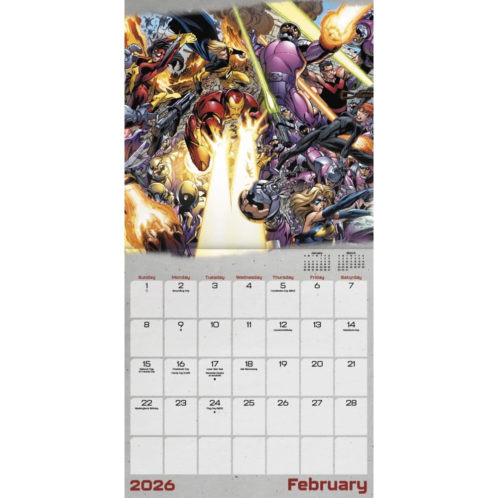 Marvel Heroes vs Villains 2026 Wall Calendar Third Alternate Image