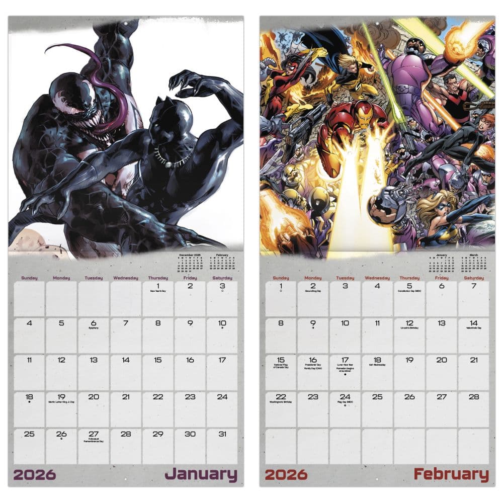 Marvel Heroes vs Villains 2026 Wall Calendar Fifth Alternate Image