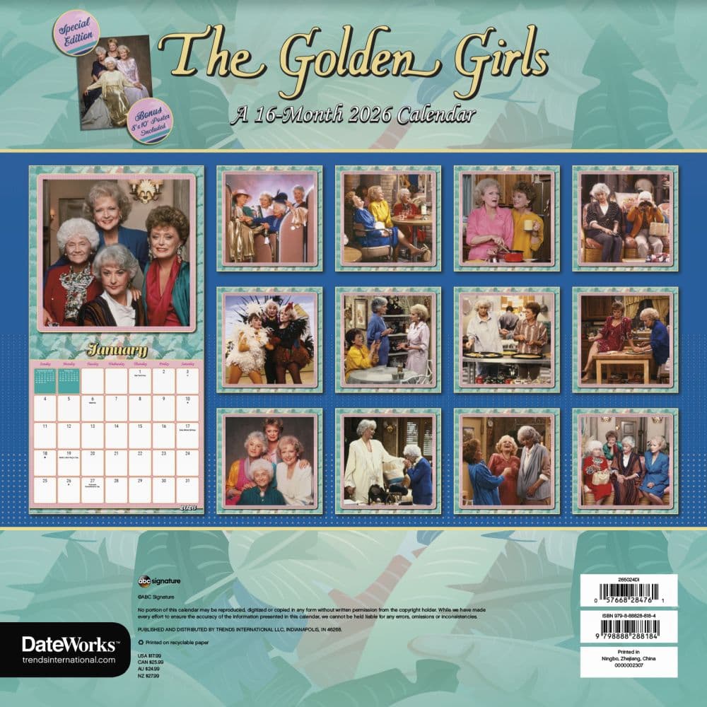 Golden Girls Exclusive with Bonus Print 2026 Wall Calendar First Alternate Image