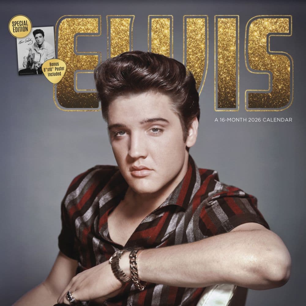 image Elvis Exclusive with Bonus Print 2026 Wall Calendar Main Product Image