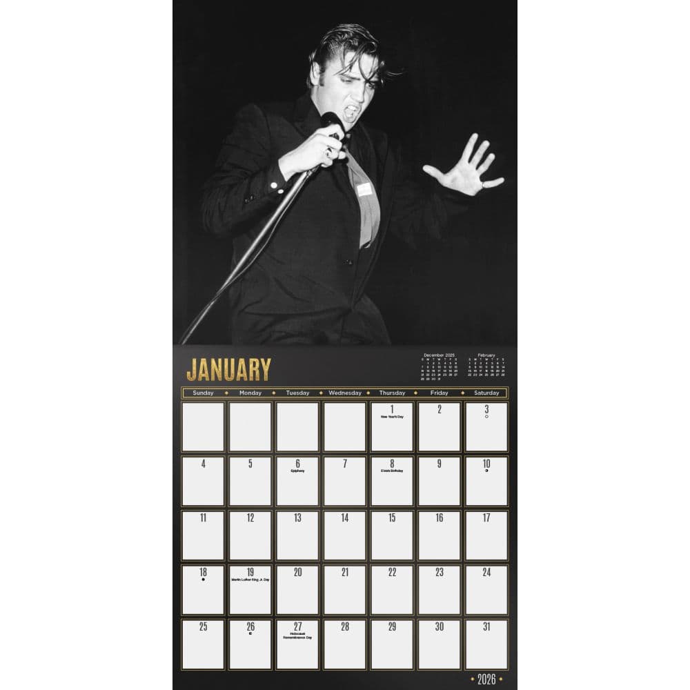 Elvis Exclusive with Bonus Print 2026 Wall Calendar Second Alternate Image