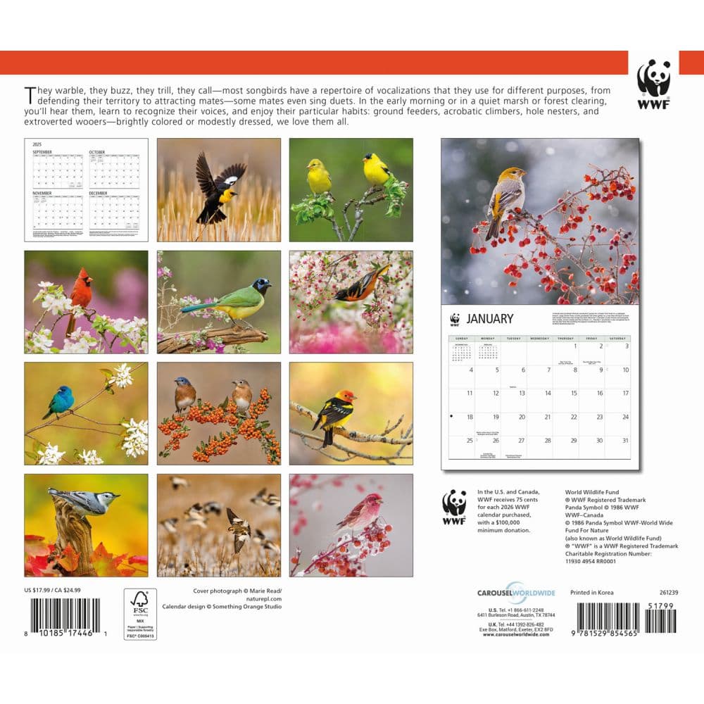 Songbirds WWF 2026 Wall Calendar First Alternate Image